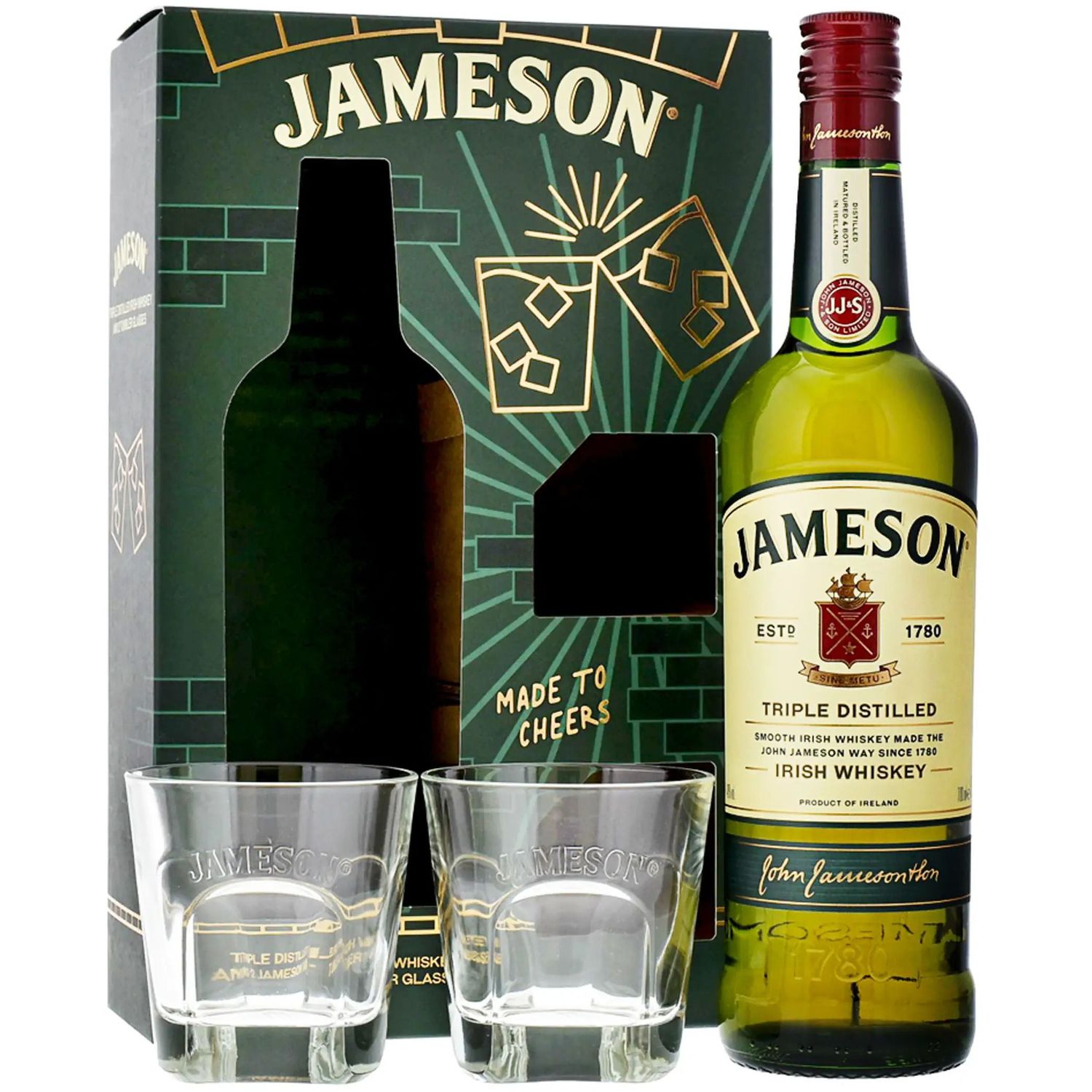 Набір Віскі Jameson Irish Whisky, 40%, 0,7 л + 2 келихи (304763) - фото 2