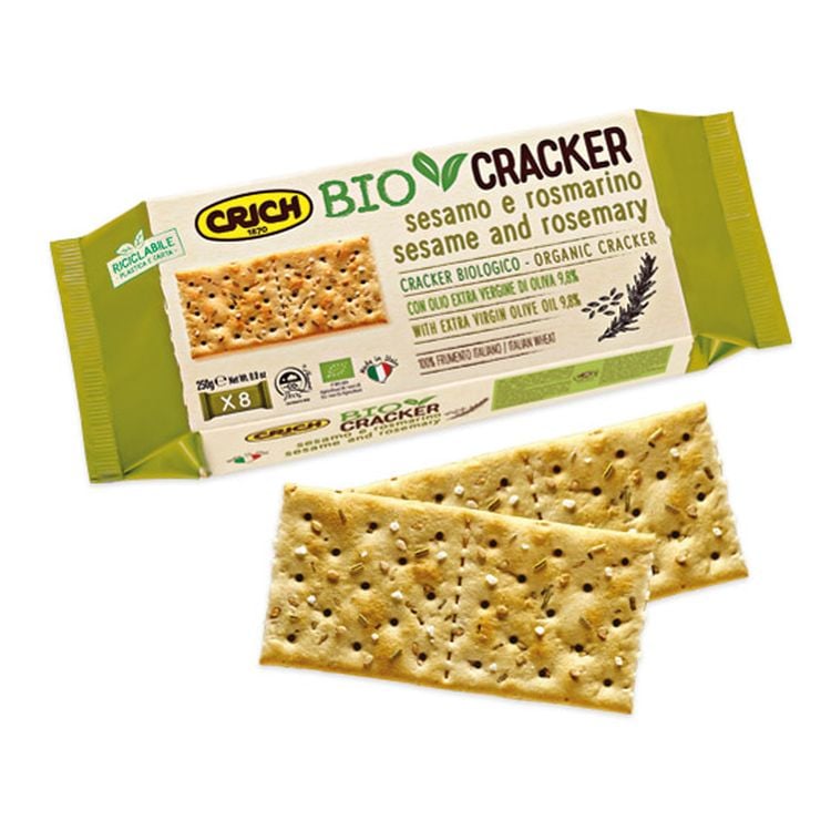 Крекери Crich Bio Crackers з кунжутом та розмарином органічні 250 г - фото 1