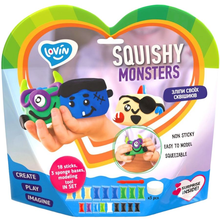 Набір для ліплення Lovin Squishy Monsters 70130 з повітряним пластиліном - фото 1