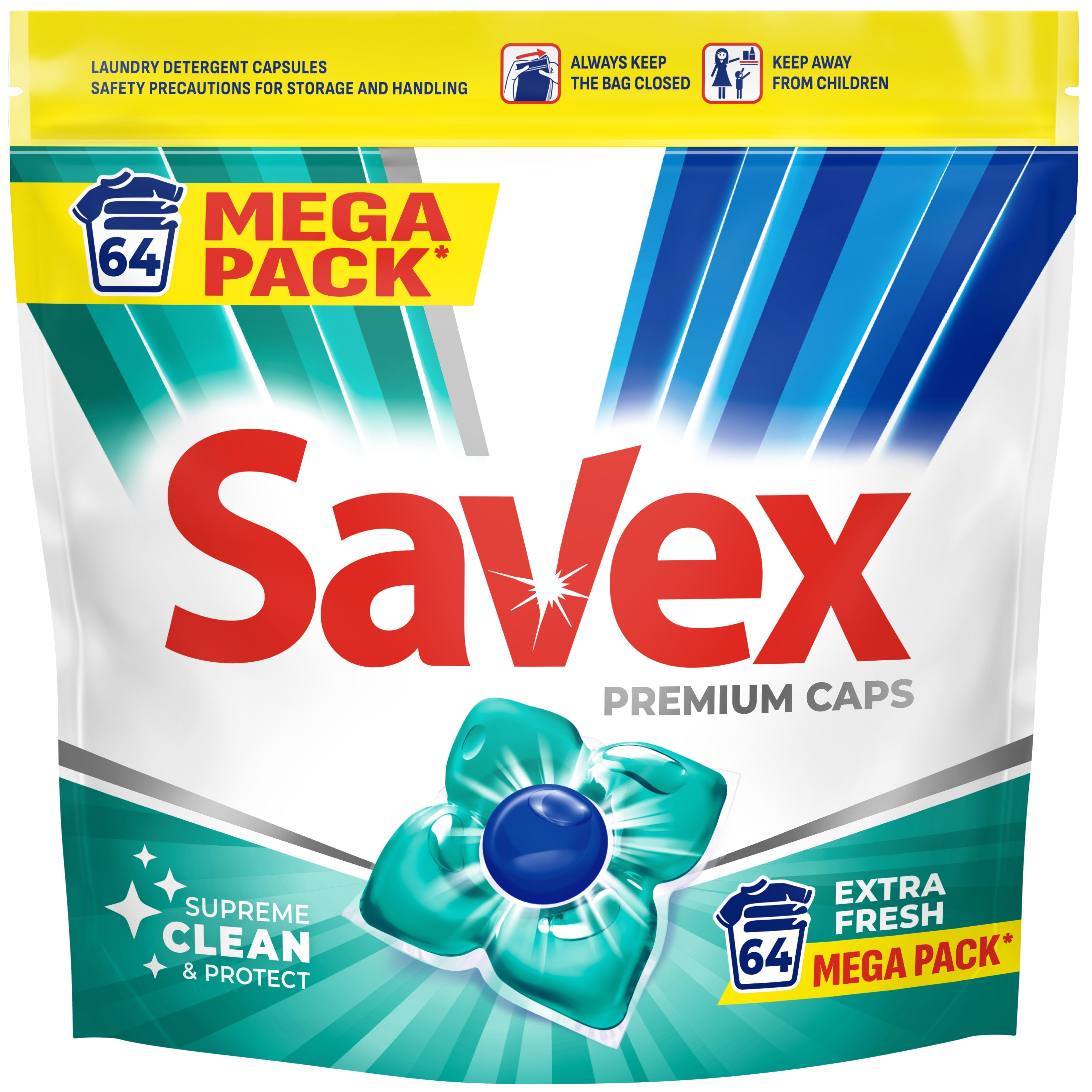 Капсулы для стирки Savex Premium Caps Extra Fresh 64 шт. - фото 1