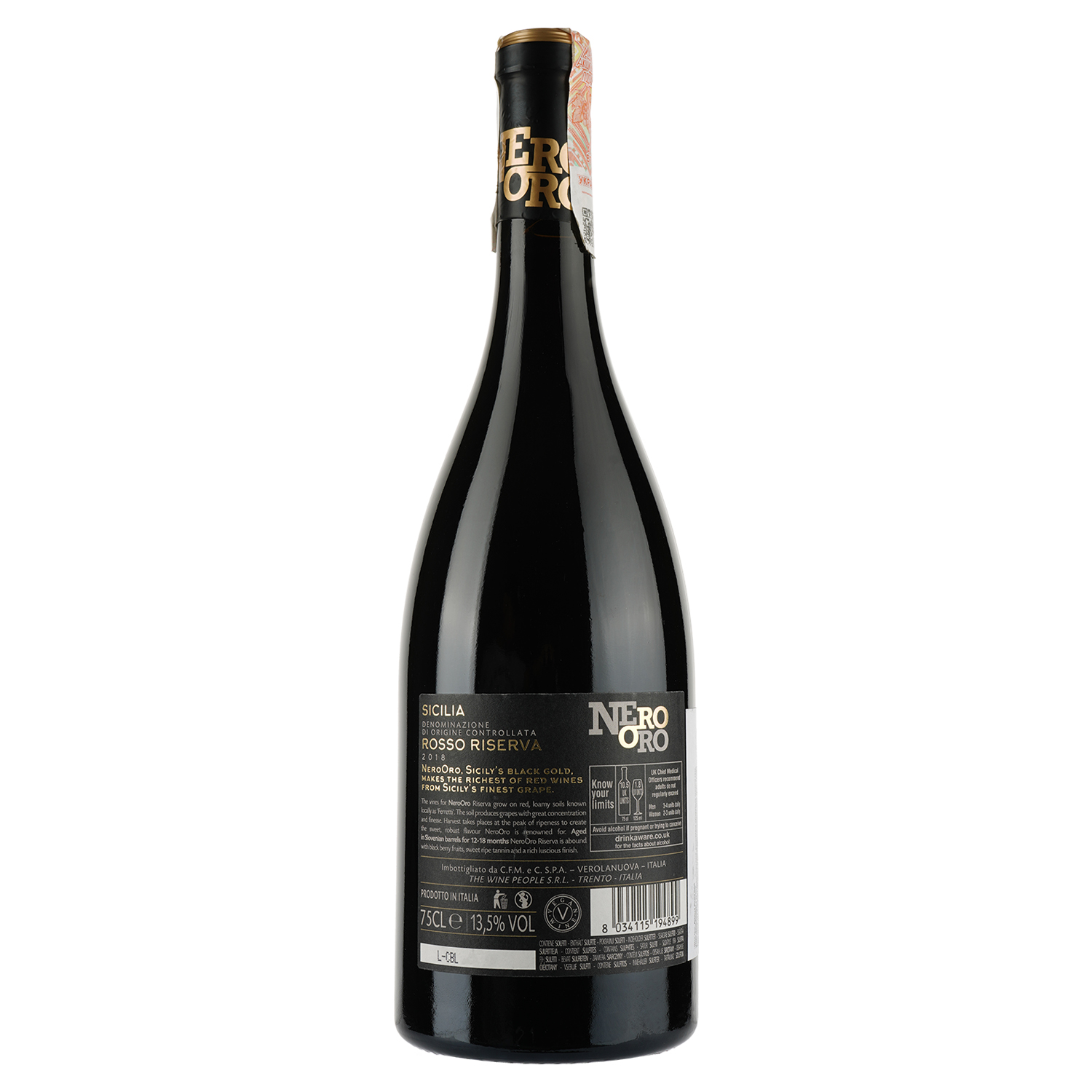 Вино Nero Oro Riserva Sicilia DOC, красное, сухое, 13,5%, 0,75 л - фото 2