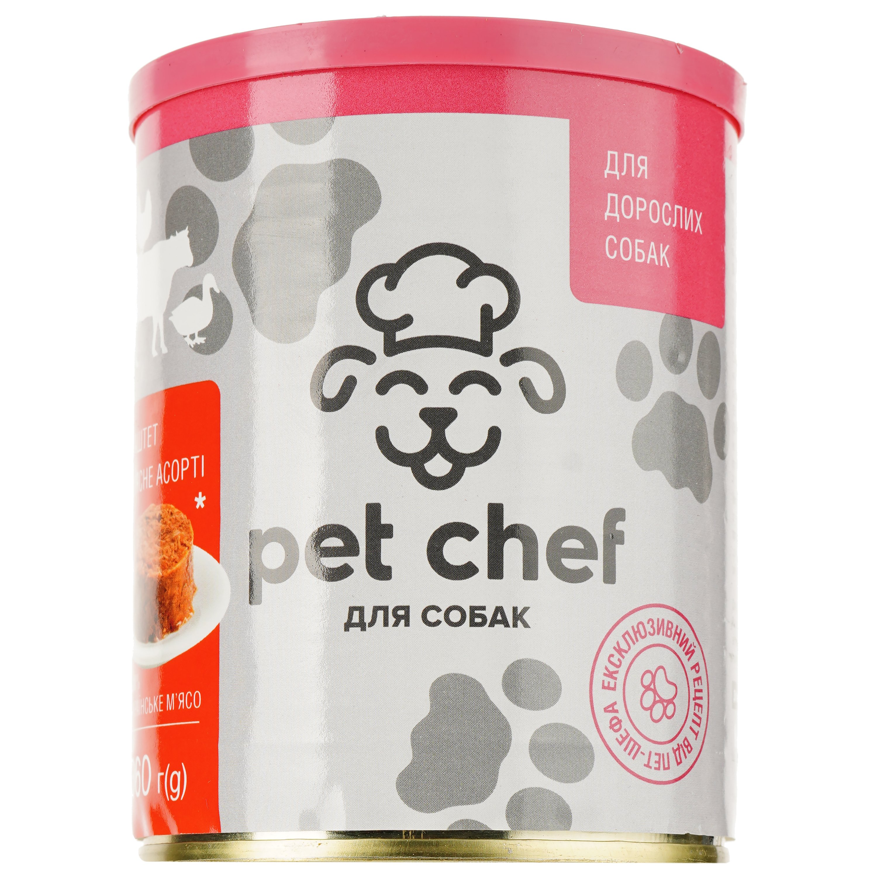Влажный корм для взрослых собак Pet Chef Паштет мясное ассорти, 360 г - фото 2