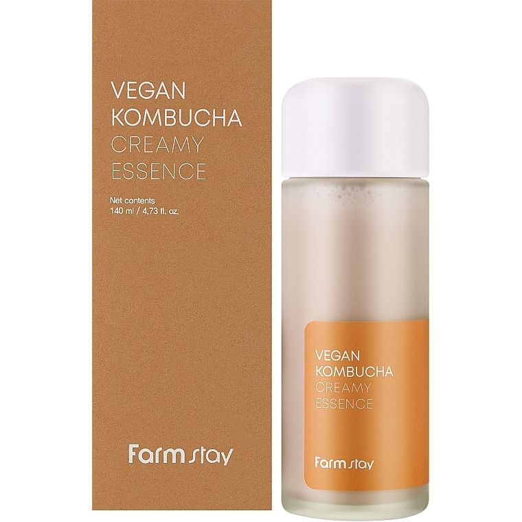 Двофазна кремова есенція FarmStay Vegan Kombucha Creamy Essence з екстрактом комбучі та чорного чаю 140 мл - фото 1