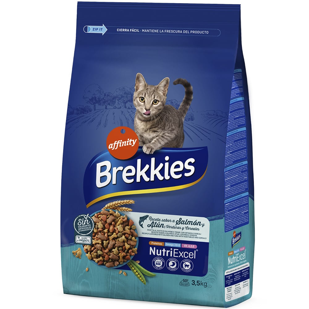 Сухой корм для взрослых котов Brekkies Cat Salmon and Tuna 3.5 кг - фото 1