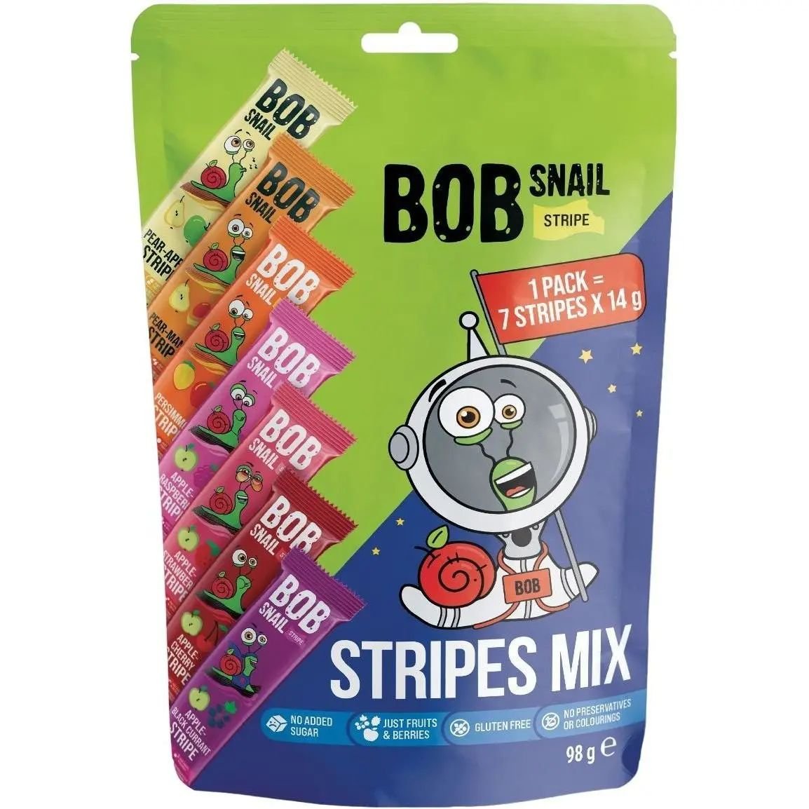 Натуральні цукерки Bob Snail Stripes Mix 588 г (6 шт. по 98 г) - фото 2