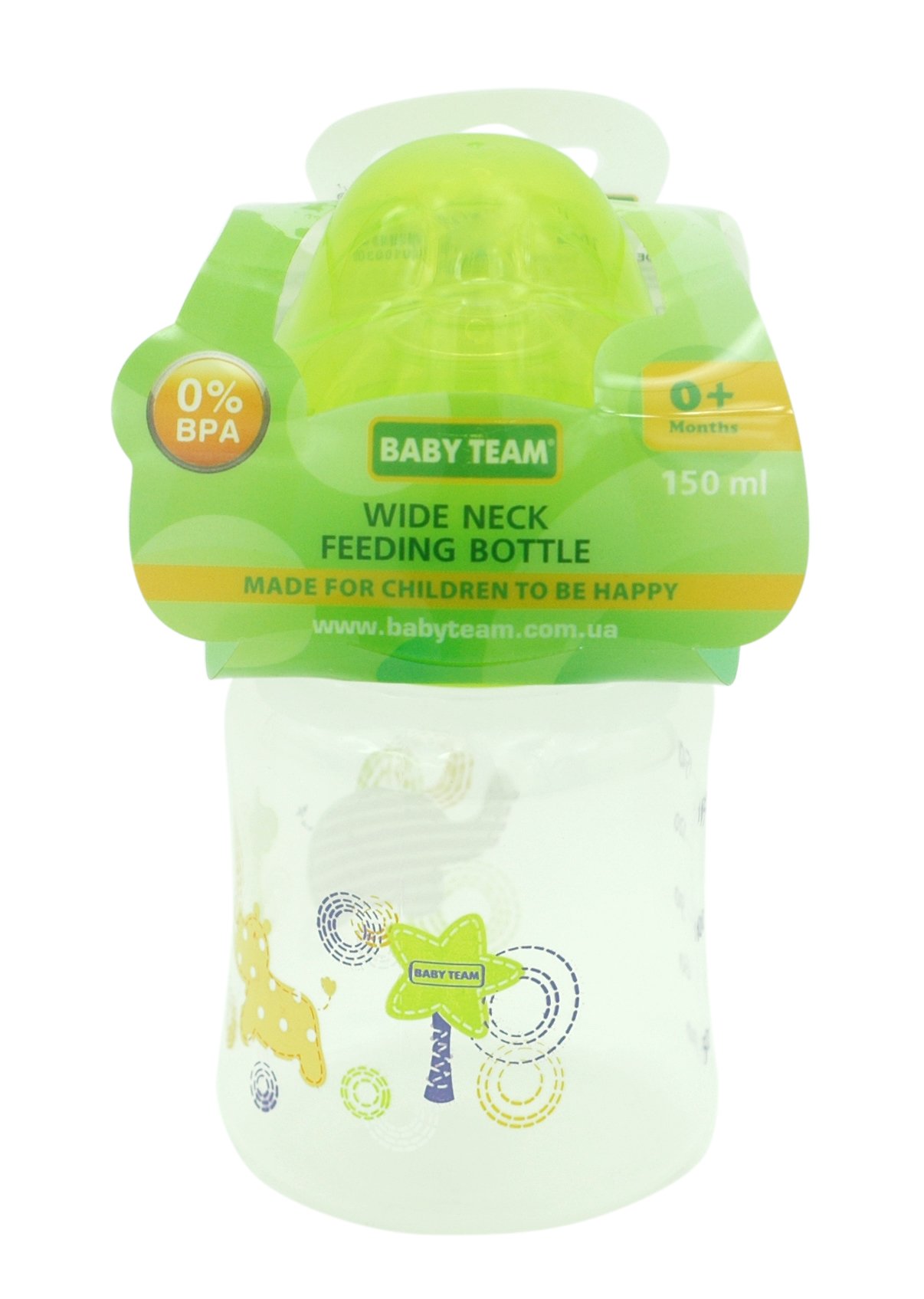 Бутылочка для кормления Baby Team, с широким горлышком, 150 мл, зеленый (1003_зеленый) - фото 2
