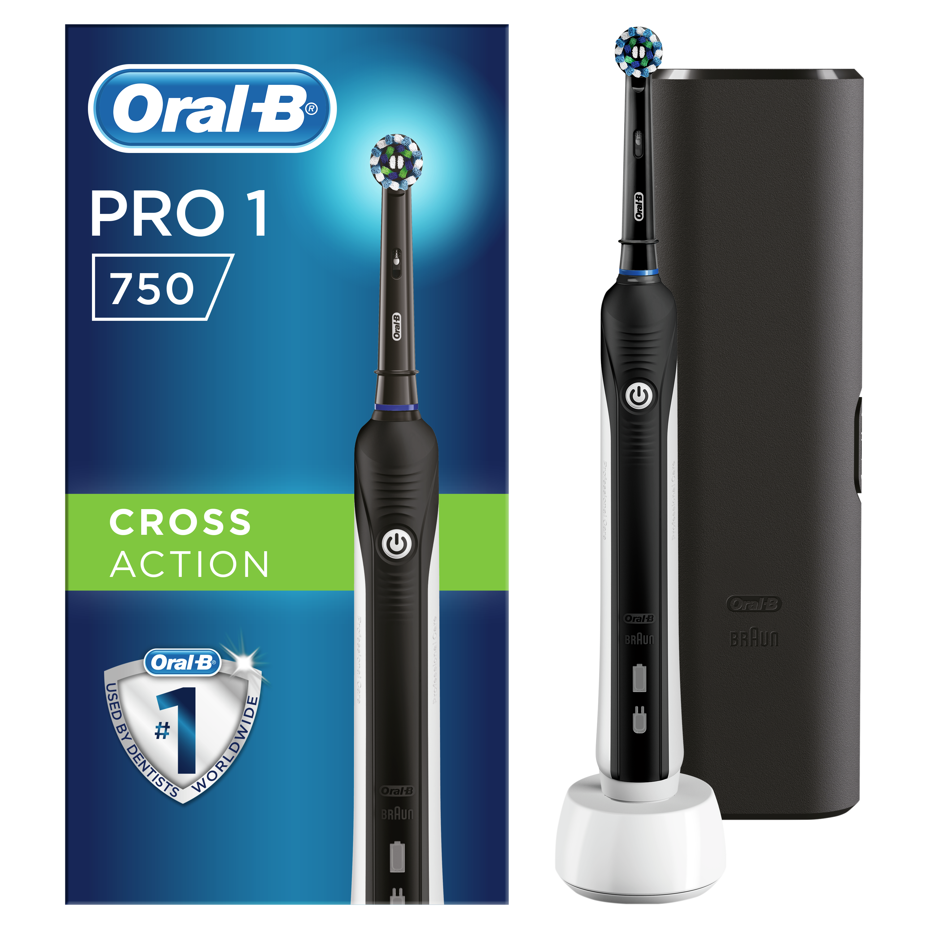 Електрична зубна щітка Oral-B Pro 750 D16.513.1UX типу 3756, з чохлом для зберігання, чорний - фото 3
