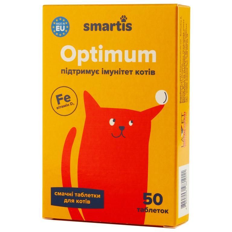 Дополнительный корм для котов Smartis Optimum с железом, 50 таблеток - фото 1