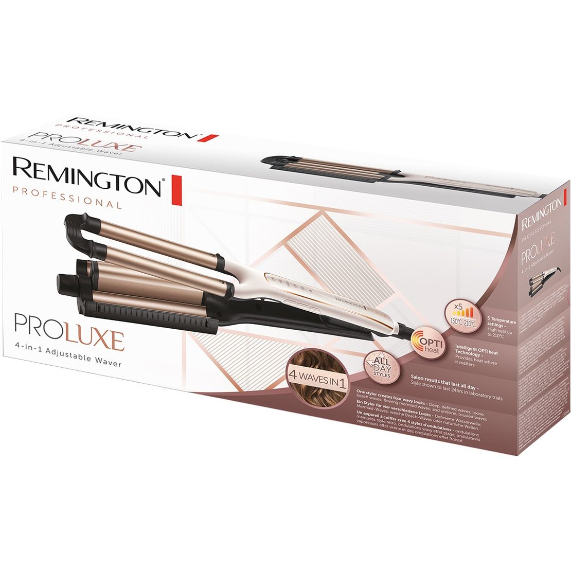 Плойка Remington ProLuxe 4-в-1 для волн бело-золотая CI91AW - фото 4