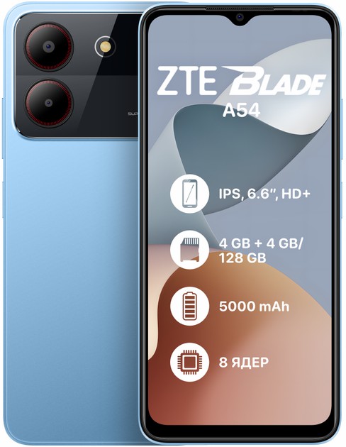 Смартфон ZTE Blade A54 4/128Gb Blue - фото 2