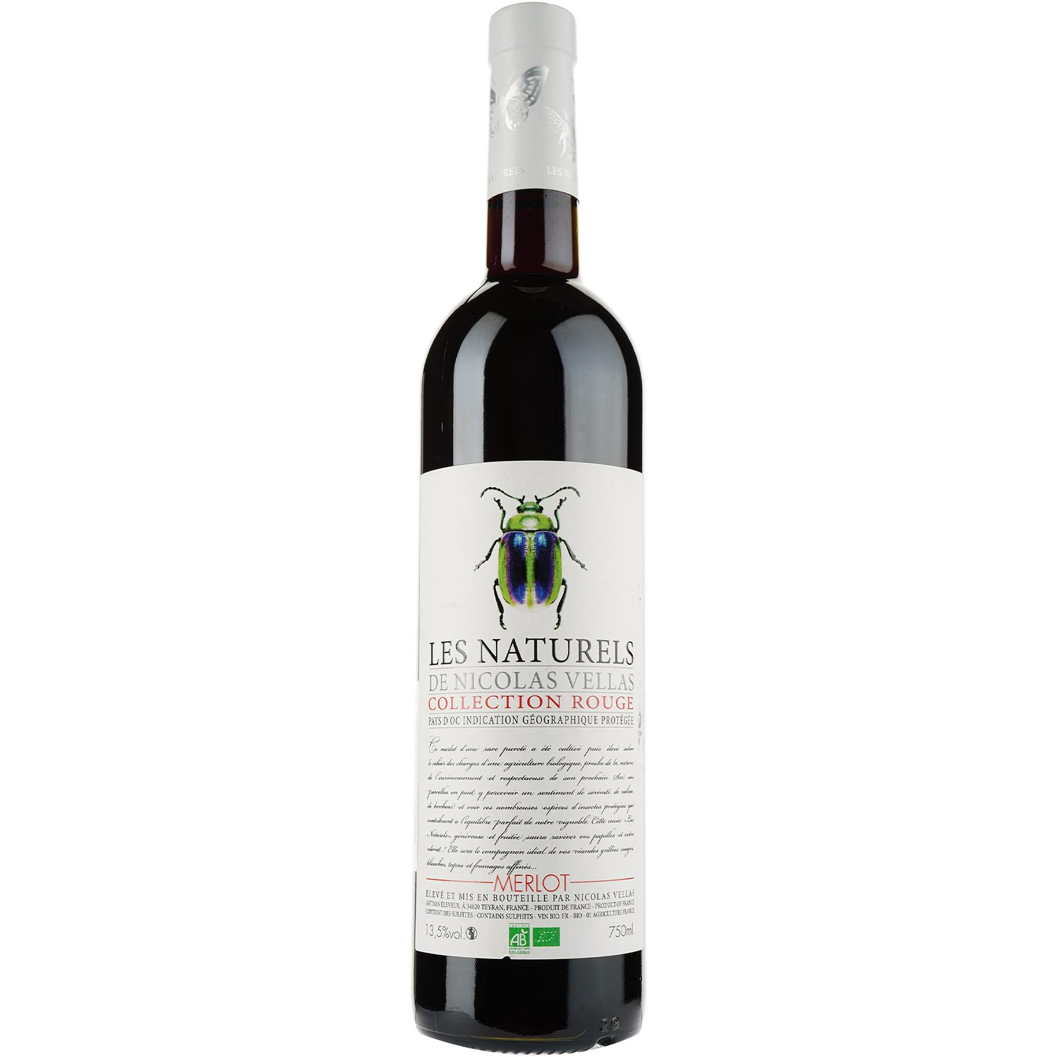 Вино Les Naturels De Nicolas Vellas Merlot Rouge Bio IGP Pays D'Oc, красное, сухое, 0,75 л - фото 1