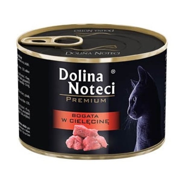 Вологий корм для котів Dolina Noteci Premium cat М'ясні шматочки в соусі з телятиною, 185 г - фото 1