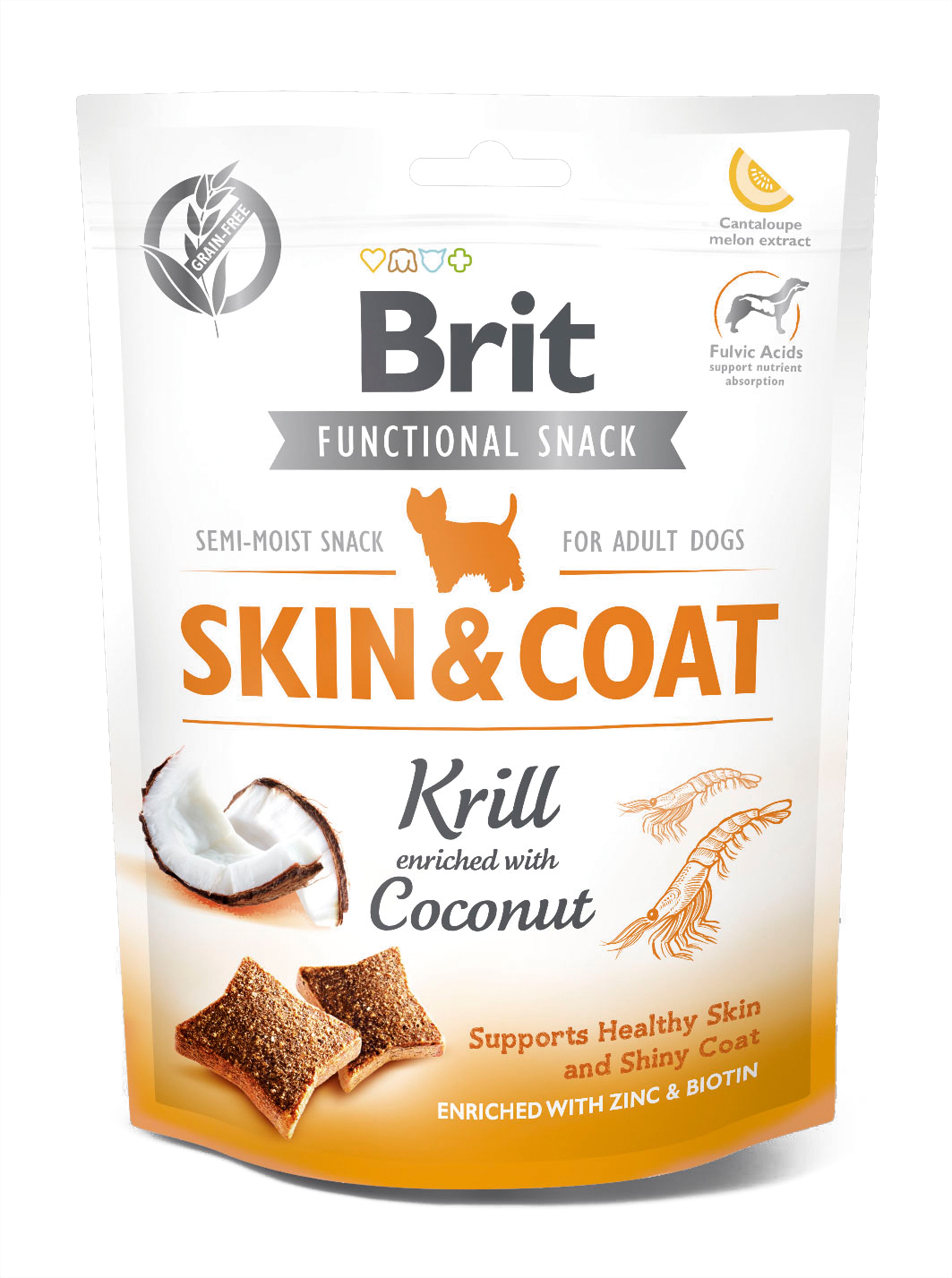 Беззернові ласощі для собак Brit Care Skin&Coat, криль з кокосом, 150 г - фото 1