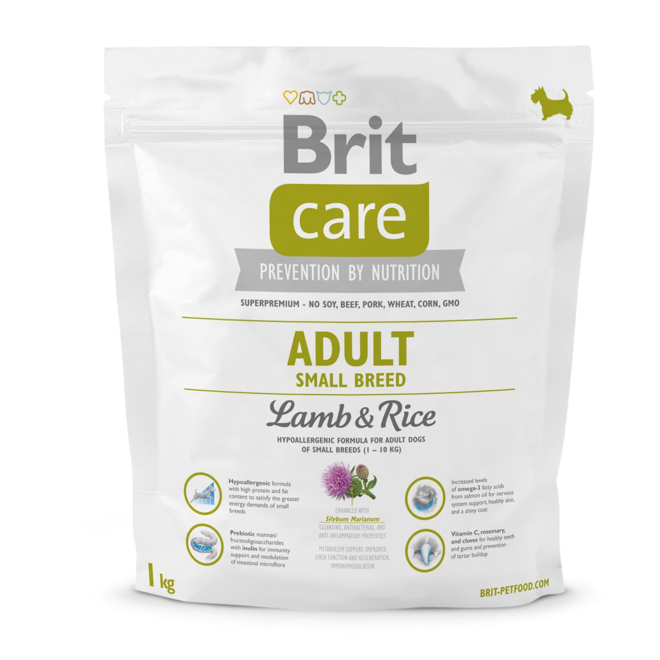 Сухий корм для дорослих собак дрібних порід Brit Care Adult Small Breed Lamb&Rice, з ягням і рисом, 1 кг - фото 1