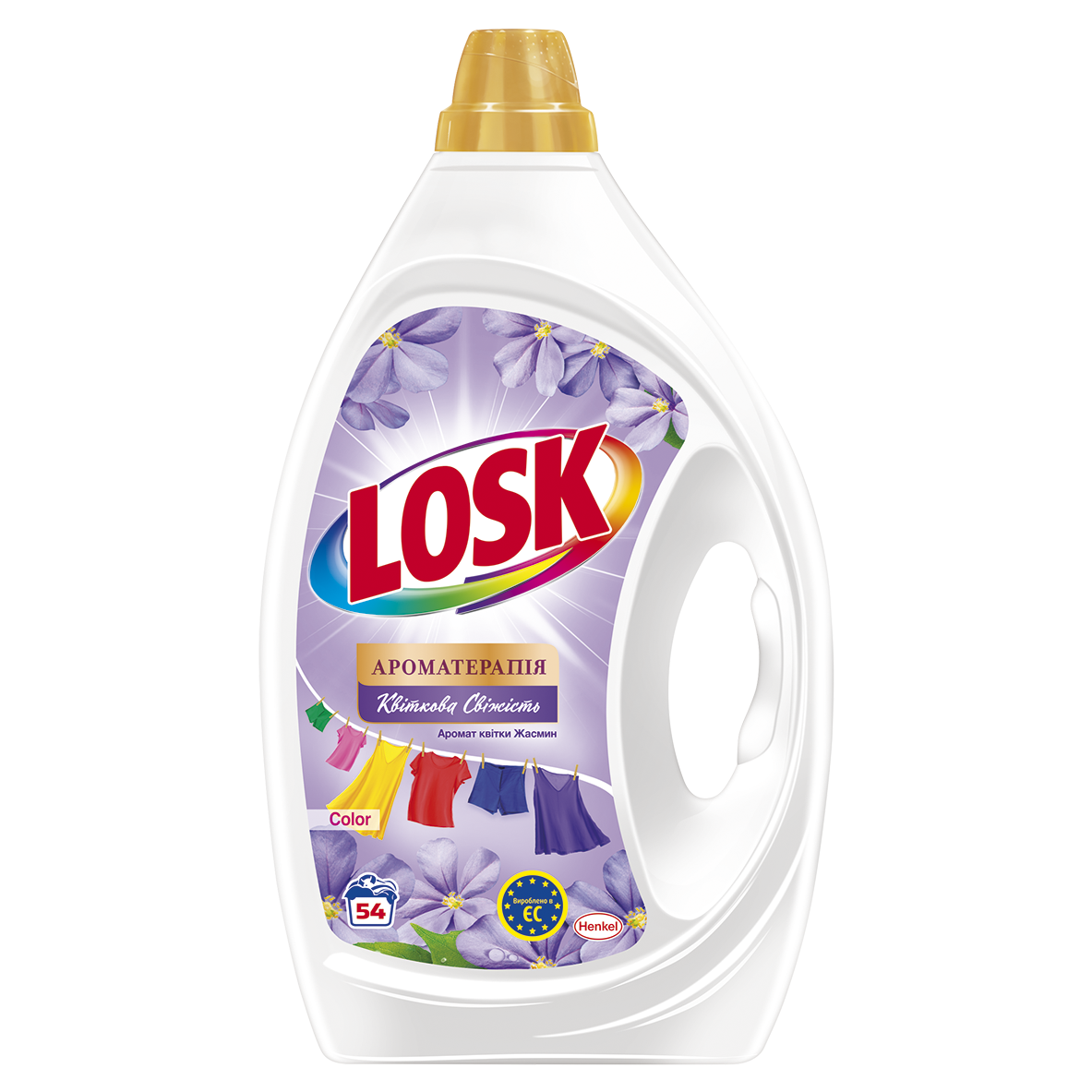 Гель для прання Losk Колор Ароматерапія Ефірні масла та аромат квітки Жасмін, 2.43 л - фото 1