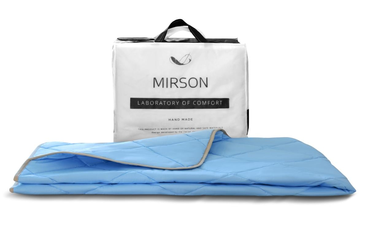 Одеяло шерстяное MirSon Valentino № 0336, летнее, 110x140 см, голубое - фото 4