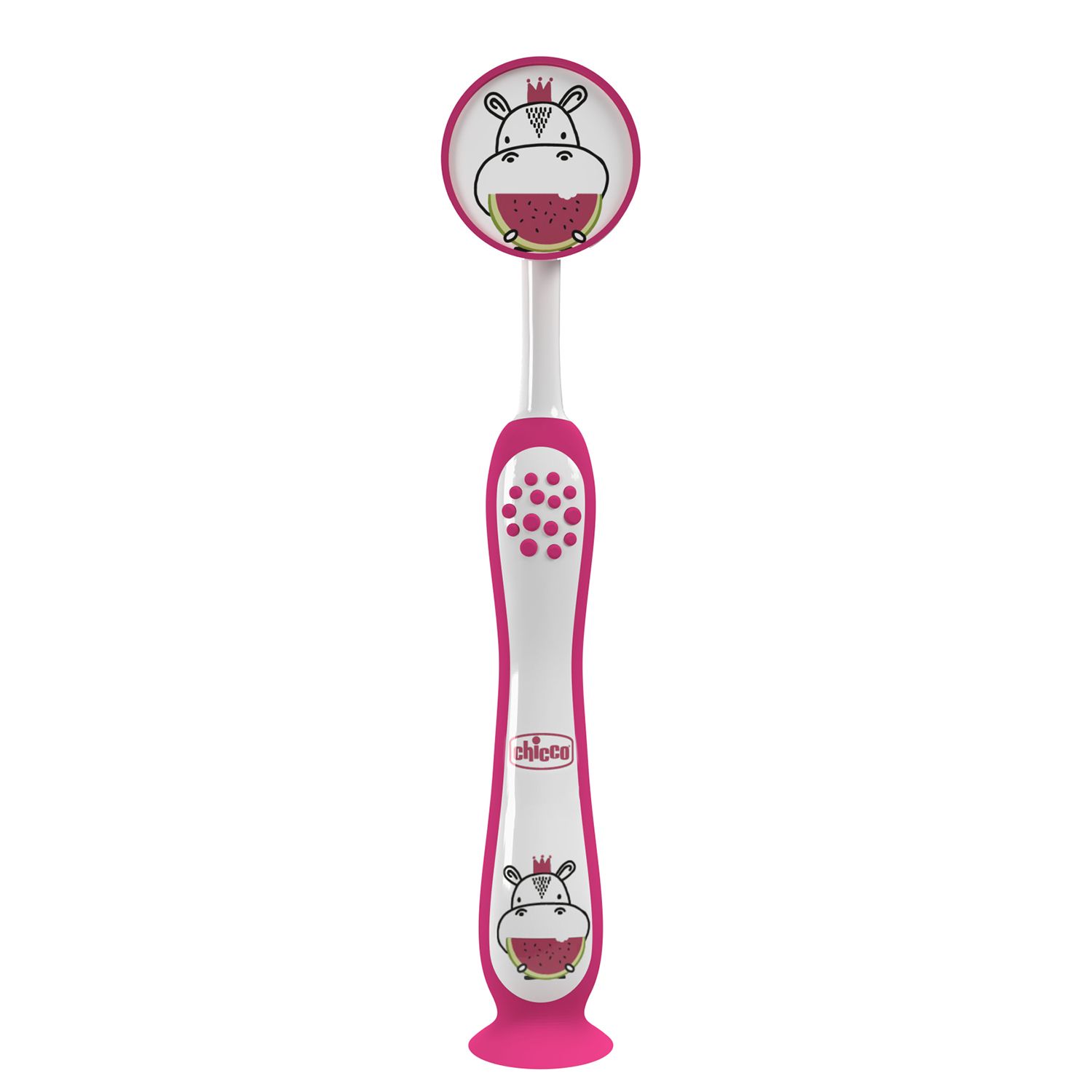 Зубная щетка Chicco на присоске 3-6 лет розовая (12083.00) - фото 1