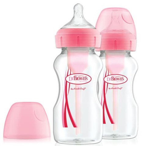Антиколиковая бутылочка Dr. Brown's Options +, с широким горлышком, 270 мл, розовый, 2 шт. (WB92601-ESX) - фото 1