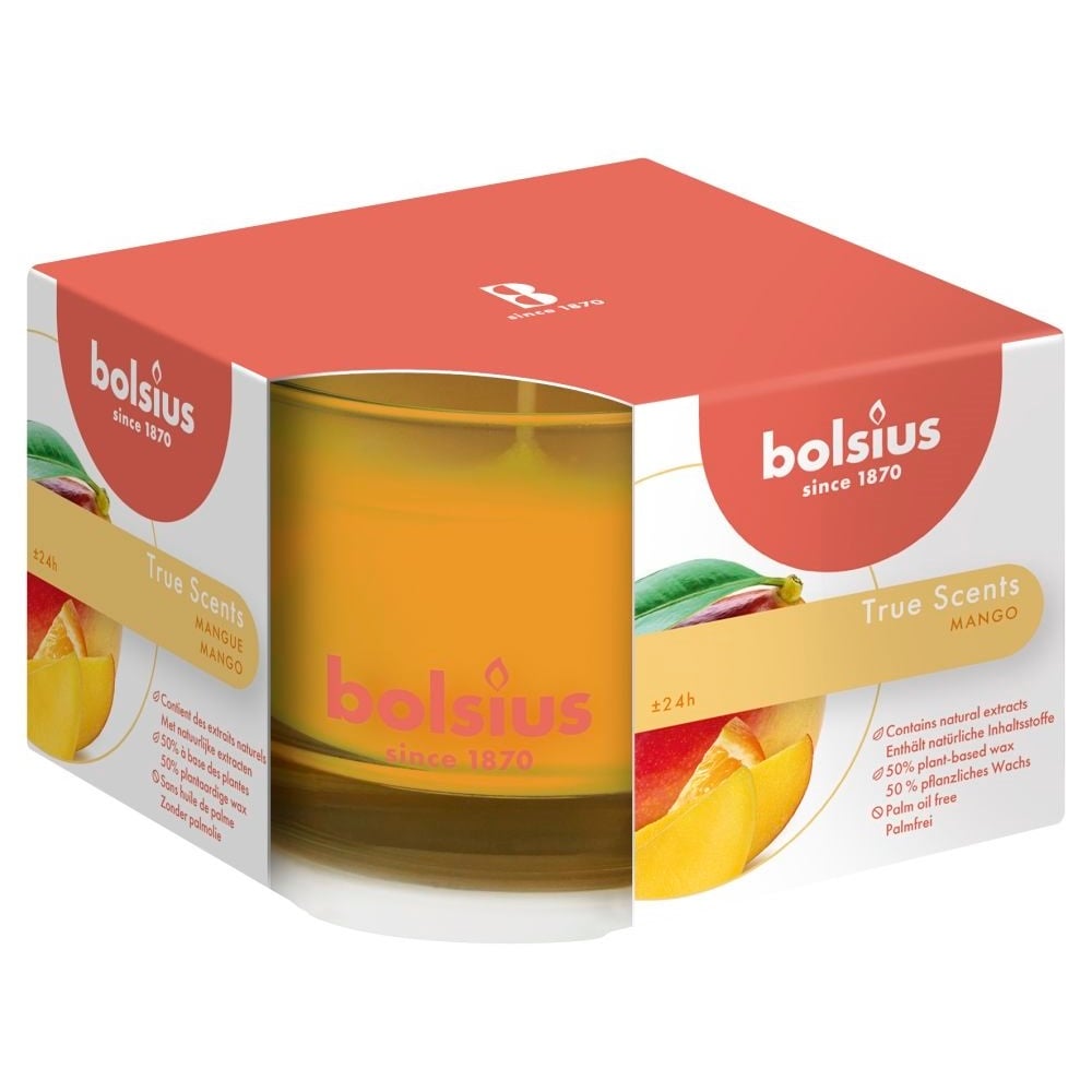 Свічка Bolsius True scents у склі Манго, 9х6,3 см, помаранчевий (170410) - фото 1