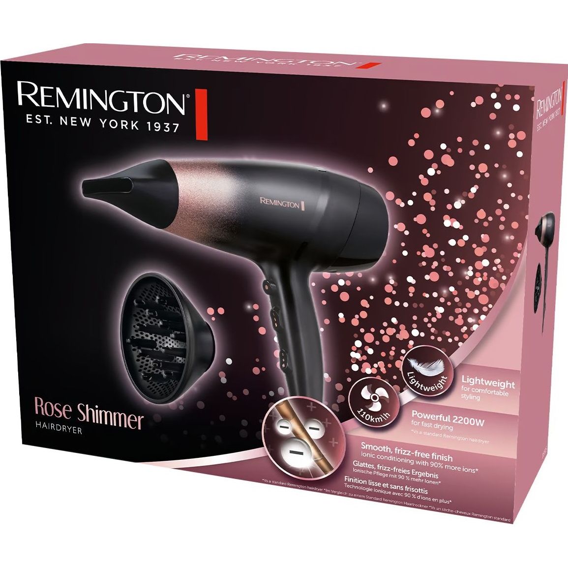 Фен Remington Rose Shimmer D5305 черно-розовый - фото 3