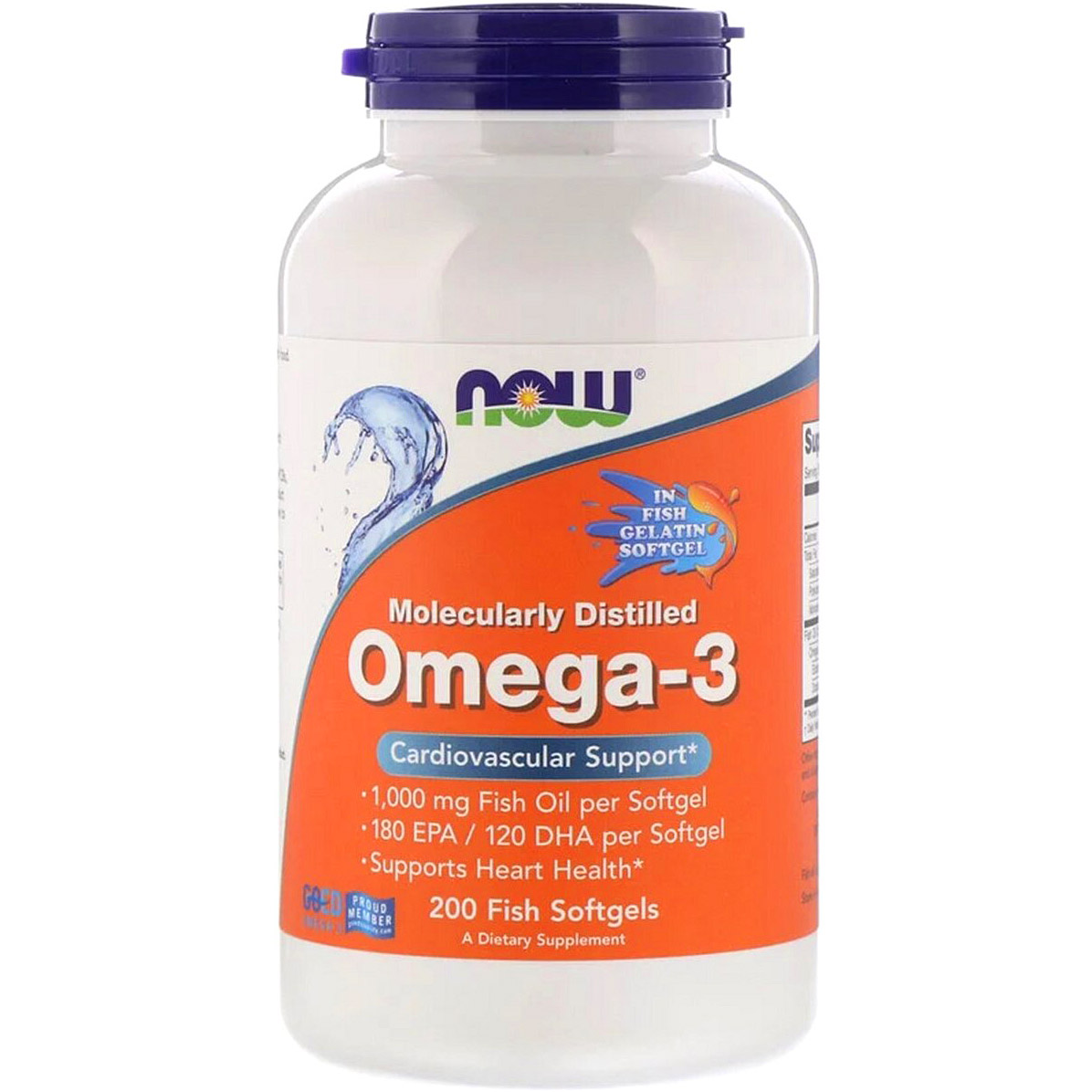 Риб'ячий жир Now Omega-3 180 EPA / 120 DHA 1000 мг 200 капсул - фото 1