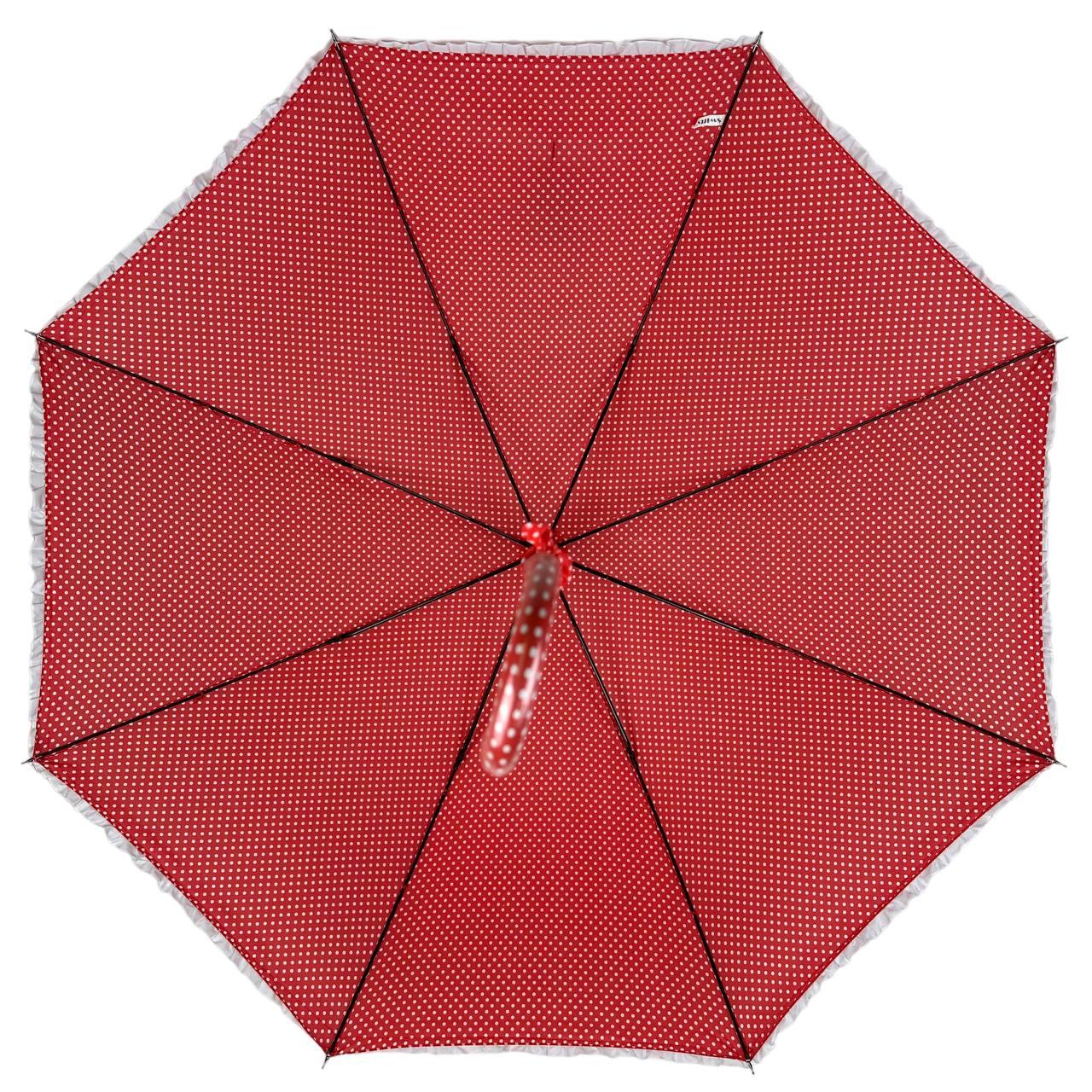 Жіноча парасолька-палиця напівавтомат Swifts 94 см червона - фото 5
