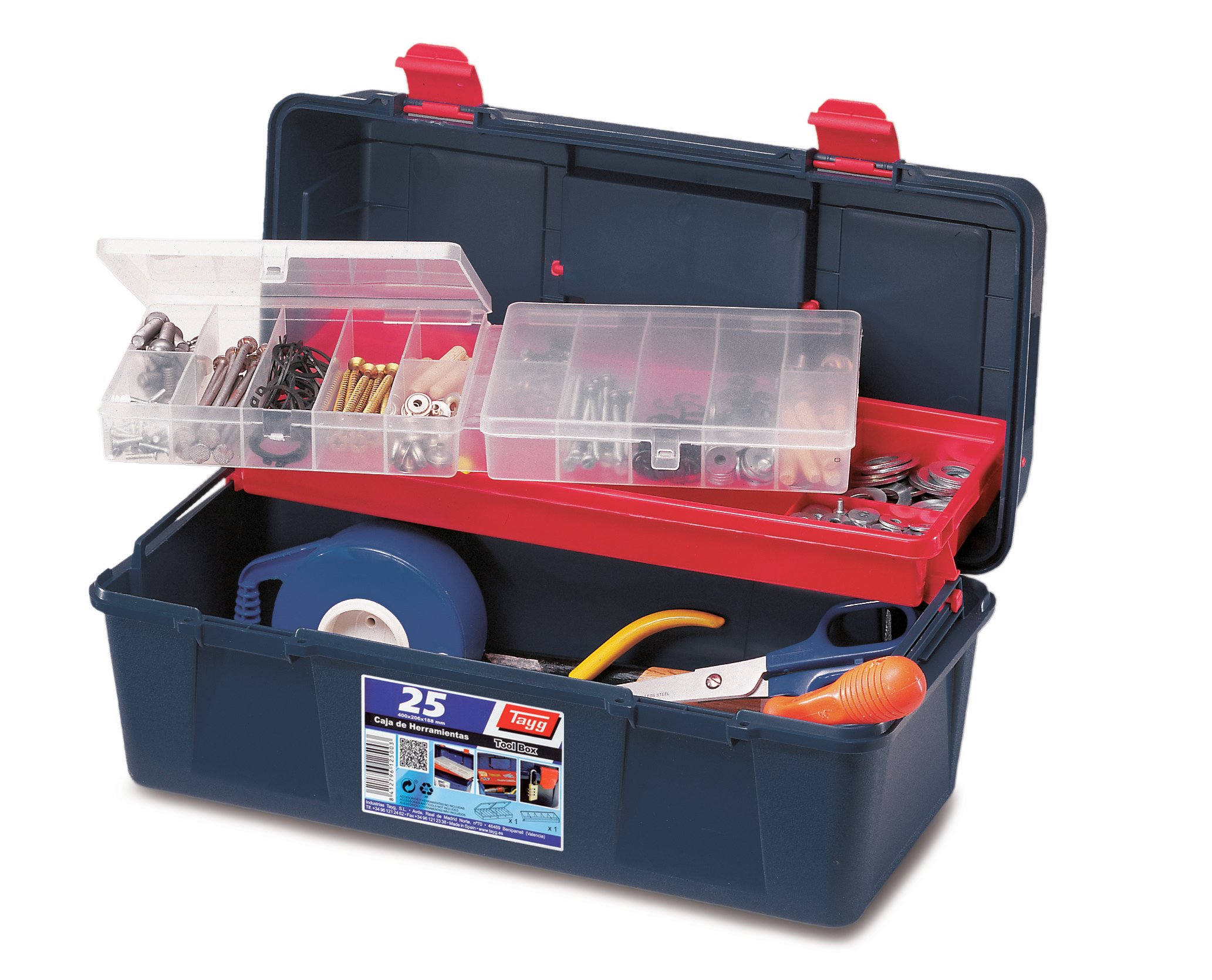 Ящик пластиковий для інструментів Tayg Box 25 Caja htas, з 2 органайзерами, 40х20,6х18,8 см, синій (125003) - фото 3
