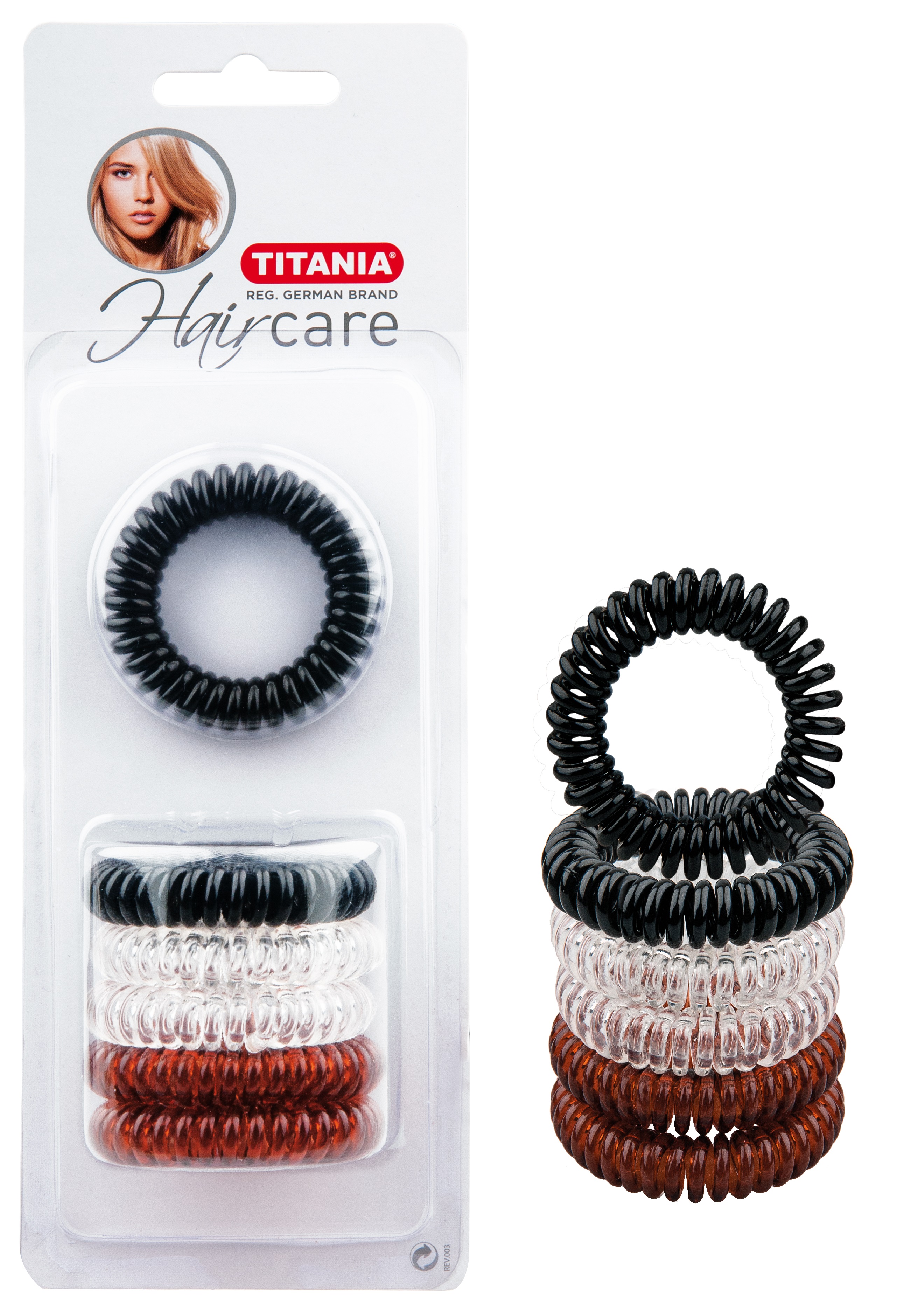 Набір резинок для волосся Titania Аnti Ziep, чорний, коричневий, прозорий, 4.5 см, 6 шт. (7921 B) - фото 2