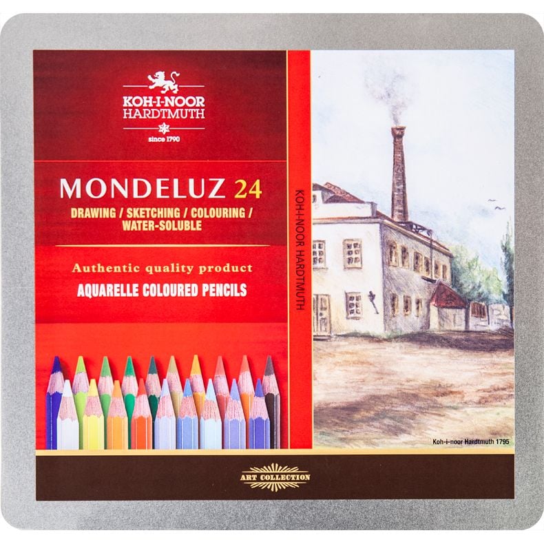 Набір акварельних олівців Koh-i-Noor Mondeluz Landscape 24 шт. у металевій коробці (3724024013) - фото 4