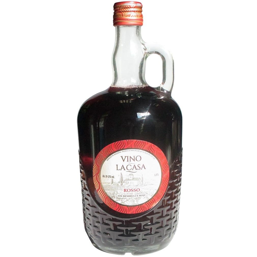 Вино Alianta Vin Vino La Casa Rosso, червоне, напівсолодке, 10-12%, 1 л - фото 1