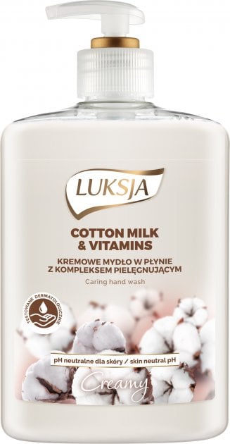 Жидкое крем-мыло Luksja Cotton Milk Provitamin B5, с дозатором, 500 мл - фото 1