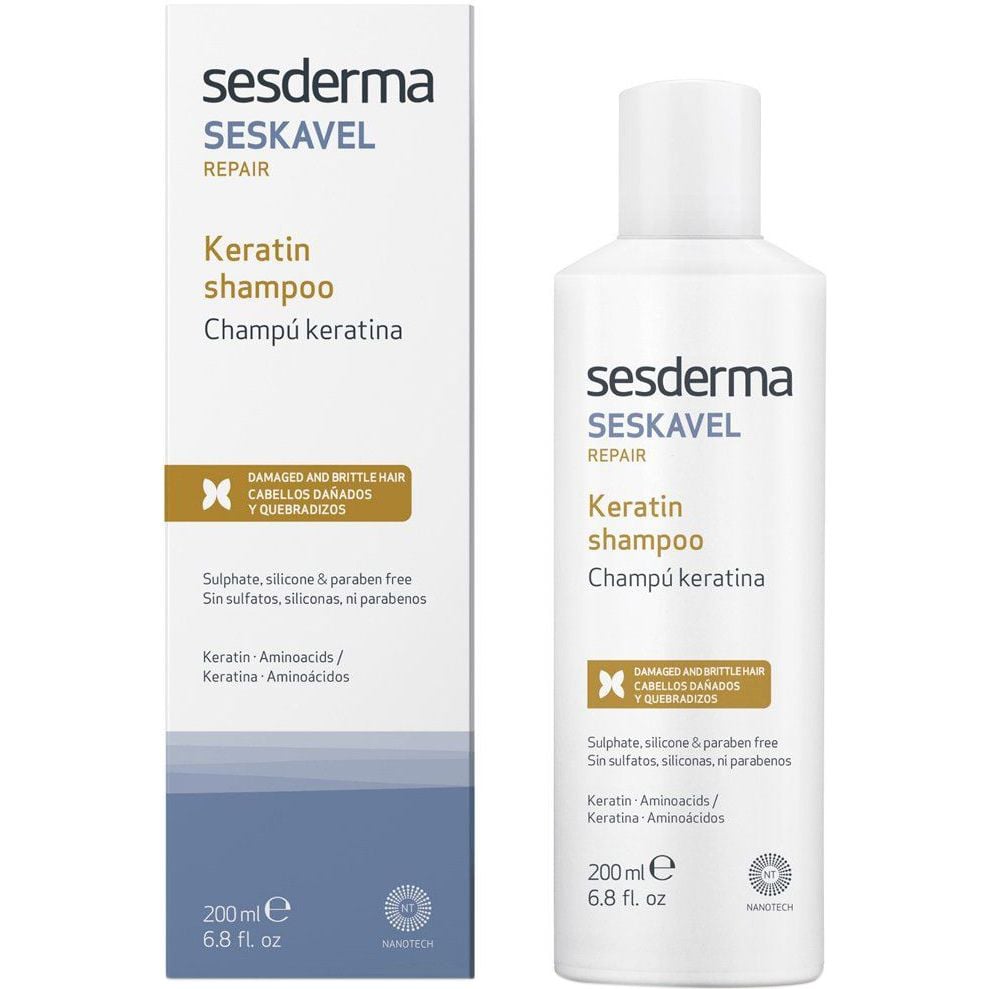 Восстанавливающий шампунь Sesderma Seskavel Repair Keratin с кератином, 200 мл - фото 1