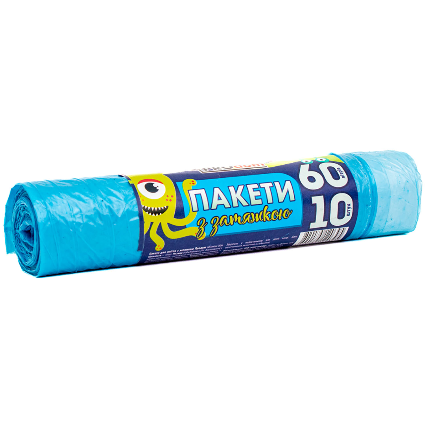 Пакети для сміття Prodom з затяжкою 60 л 10 шт. сині - фото 1
