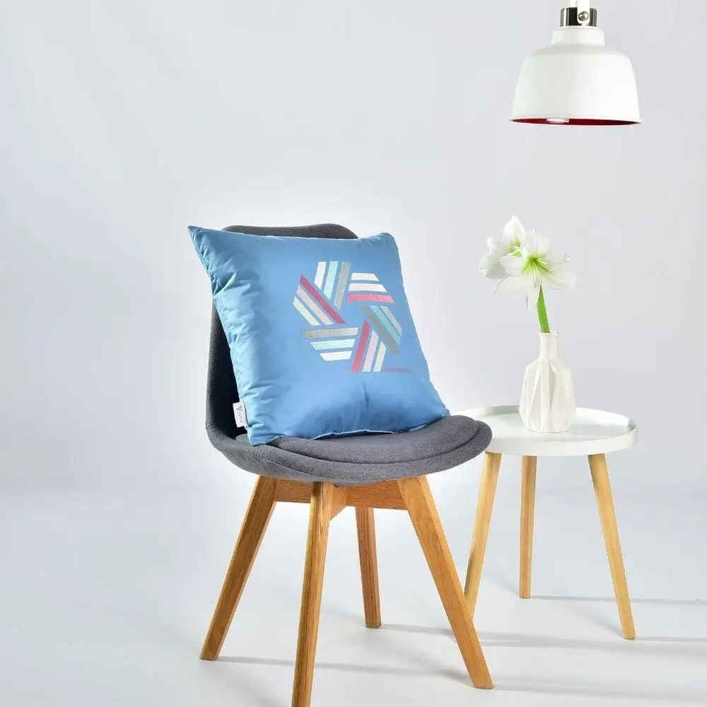 Подушка декоративна Ideia Rain, з вишивкою Simplicity, 50х50 см, джинс (8-32196) - фото 3