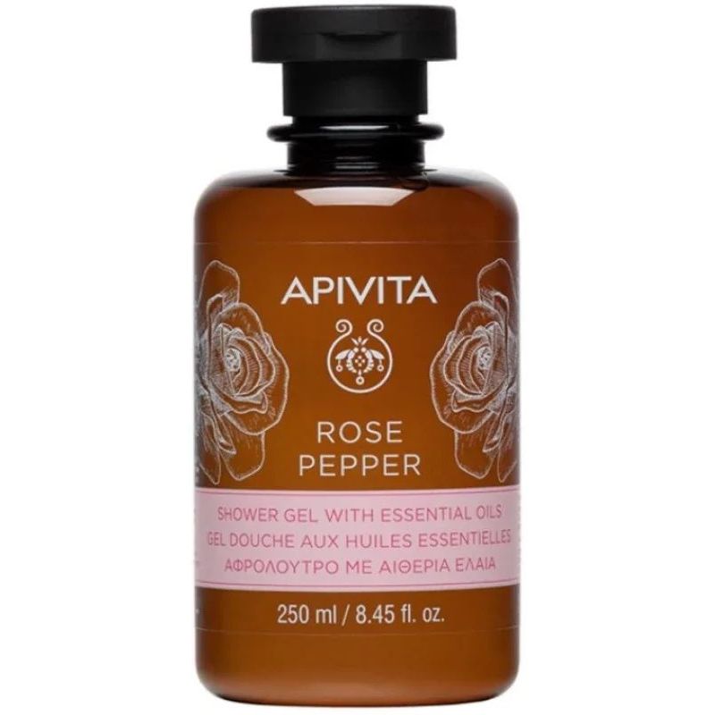 Гель для душу Apivita Rose Pepper з ефірними оліями, з трояндою та чорним перцем, 250 мл - фото 1