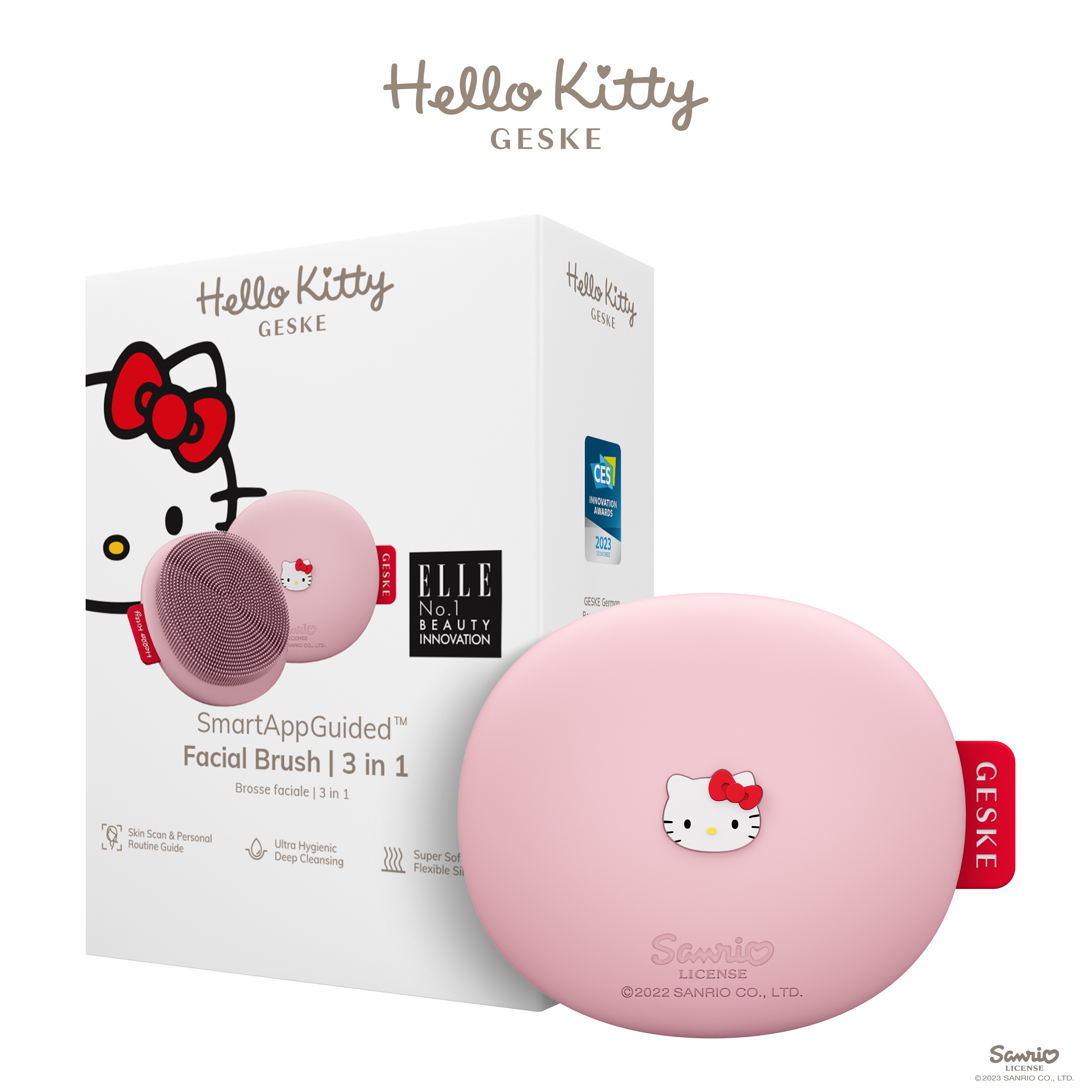 Щітка для обличчя GESKE Facial Brush З в 1 by Hello Kitty рожева - фото 1