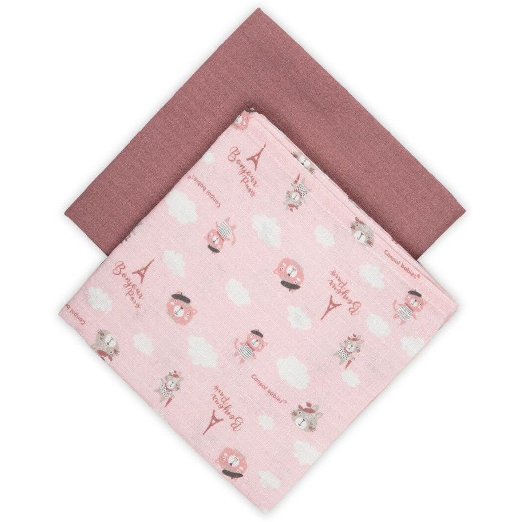 Пеленка многоразовая Canpol babies Bonjour Paris, розовый, 70х70 см, 2 шт. (26/901_pin) - фото 5