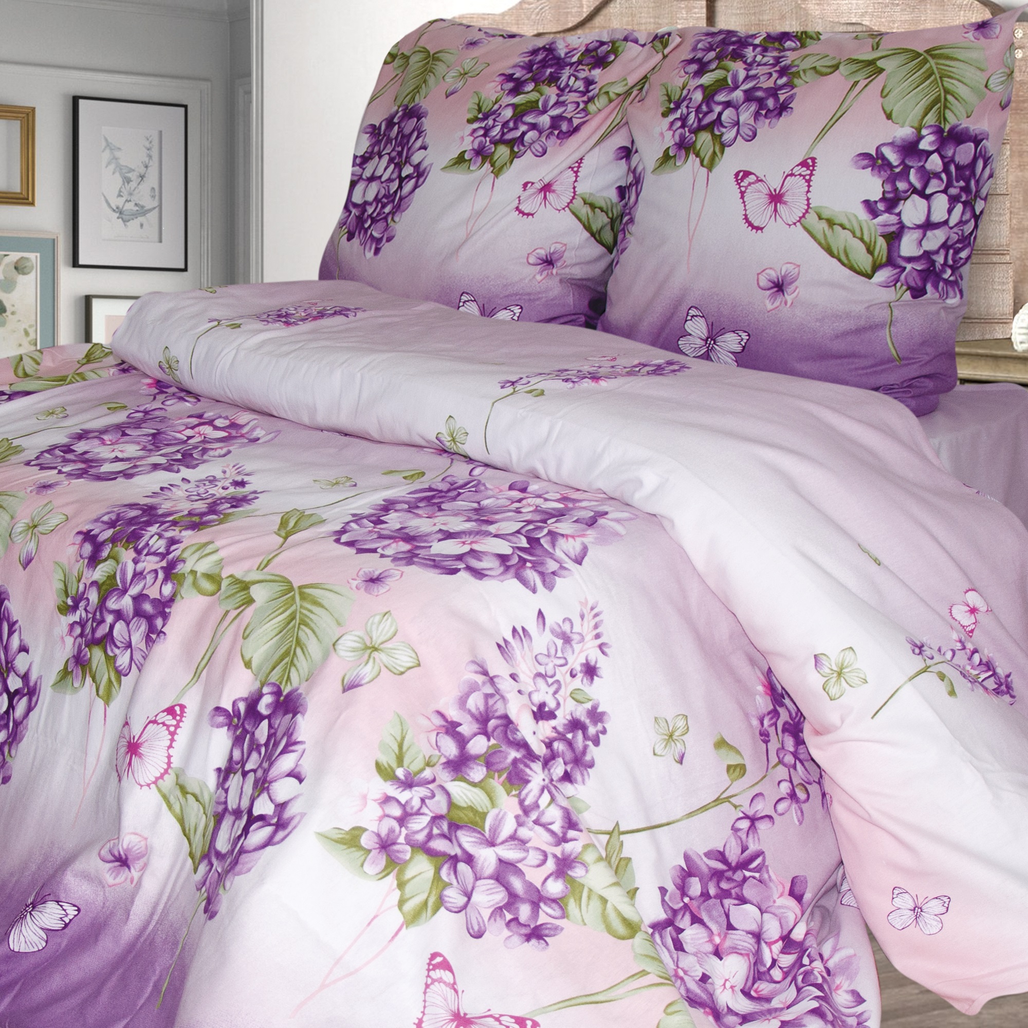 Комплект постельного белья Ярослав Фланель люкс fl287 двоспальний розово-фиолетовый (47894) - фото 1