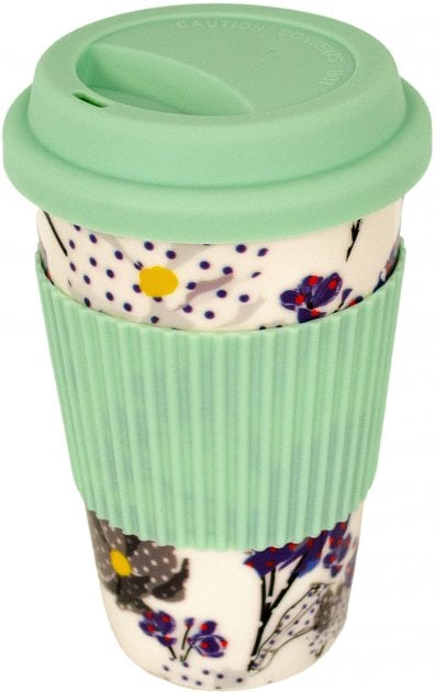 Чашка Keramia Flower story, із силіконовою кришкою, 440 мл, бірюзовий (21-279-124) - фото 3