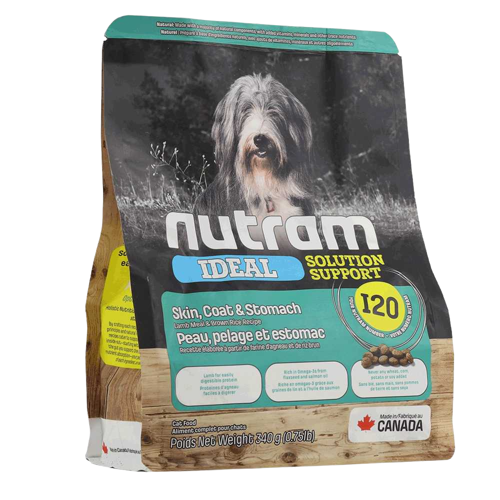 Акция!! 2 по цене 1: Сухой корм для собак Nutram - I20 Ideal SS Холистик, с чувствительным пищеварением и кожей, с ягненком и коричневым рисом 680 г (2 шт. х 340 г) - фото 2