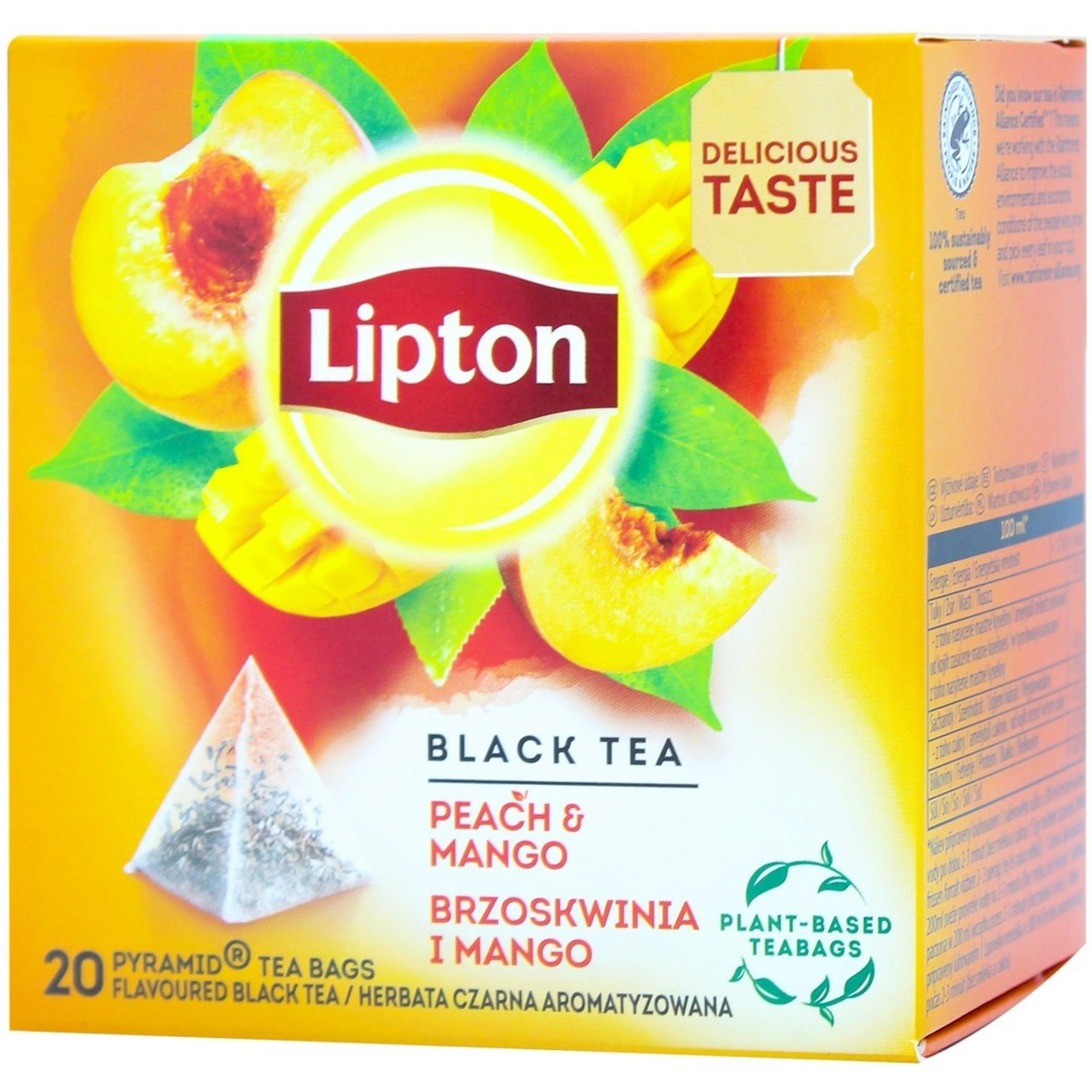 Чай чорний Lipton Peach&Mango, 36 г (20 шт. х 1.8 г) (734512) - фото 1