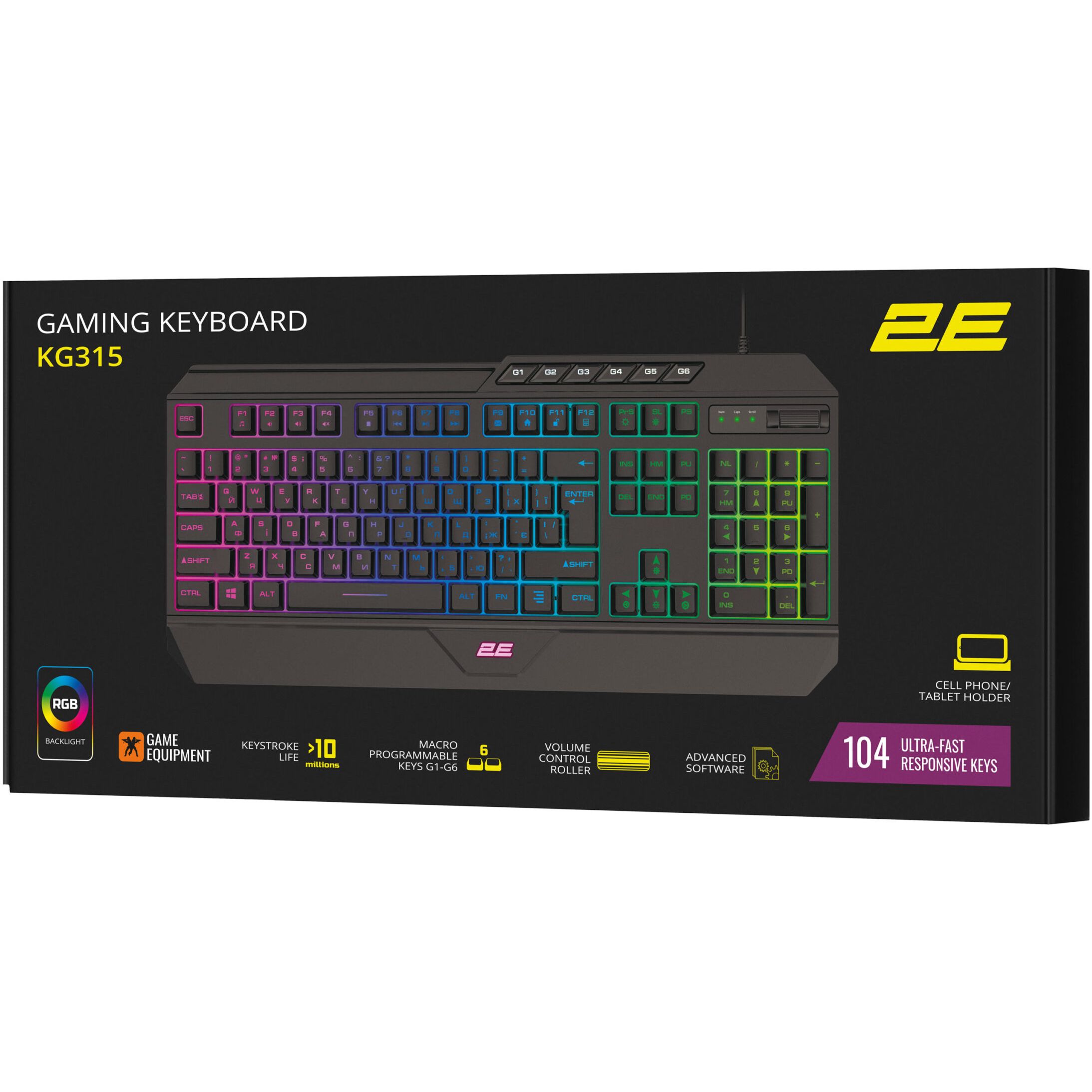 Клавиатура игровая 2E Gaming KG315 с подсветкой black (2E-KG315UBK) - фото 7