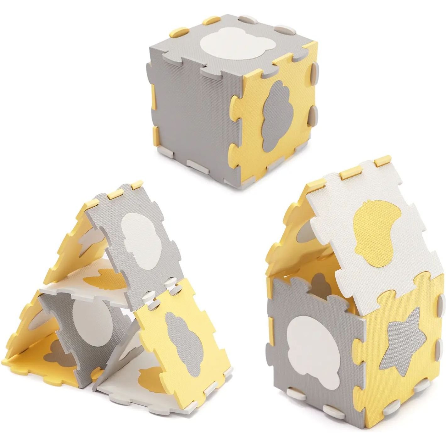 Коврик-пазл Kinderkraft Luno Shapes желтый 30 элементов (00-00305153) - фото 4