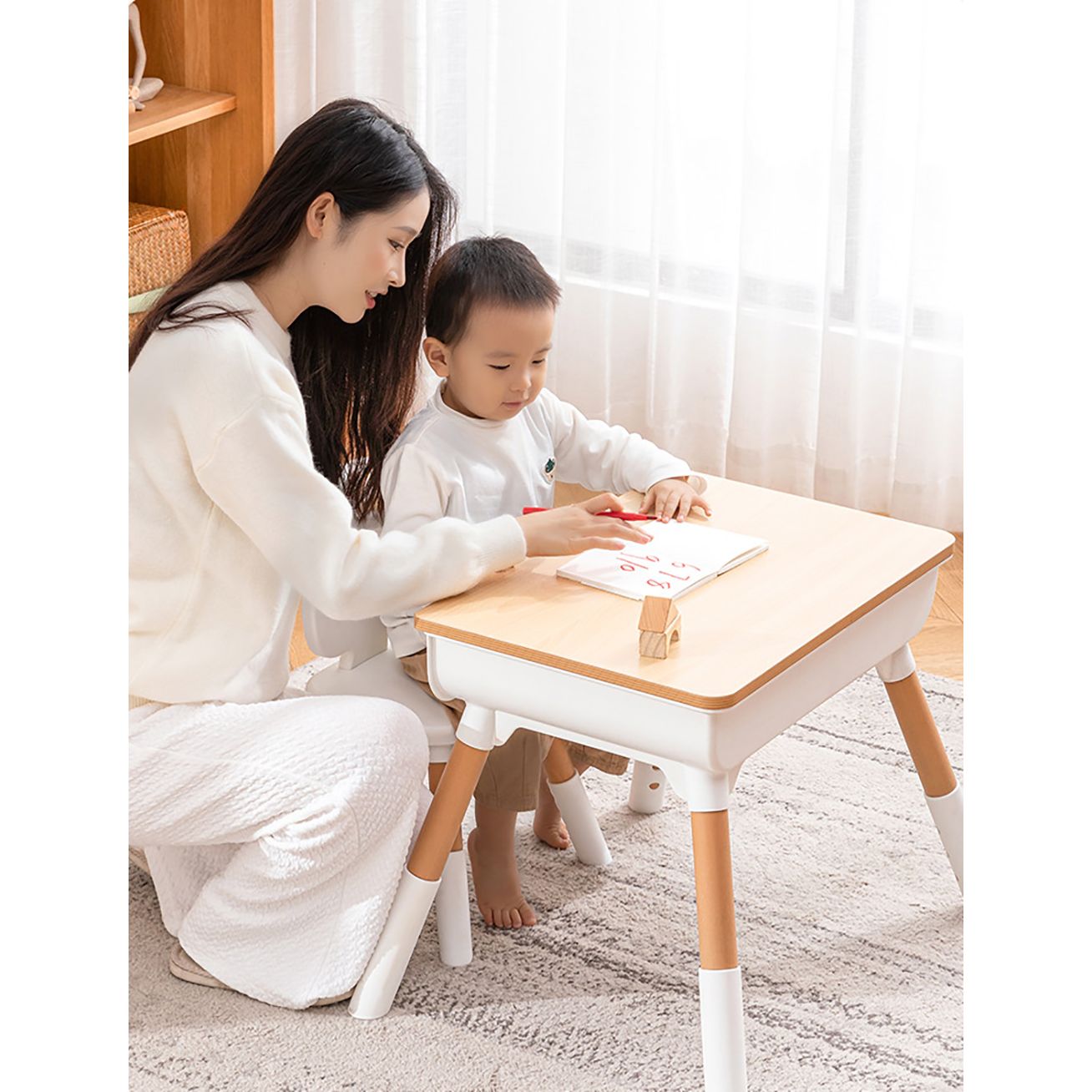 Дитячий багатофункціональний столик і стільчик Poppet Мультівуд 3в1, білий (PP-010) - фото 8