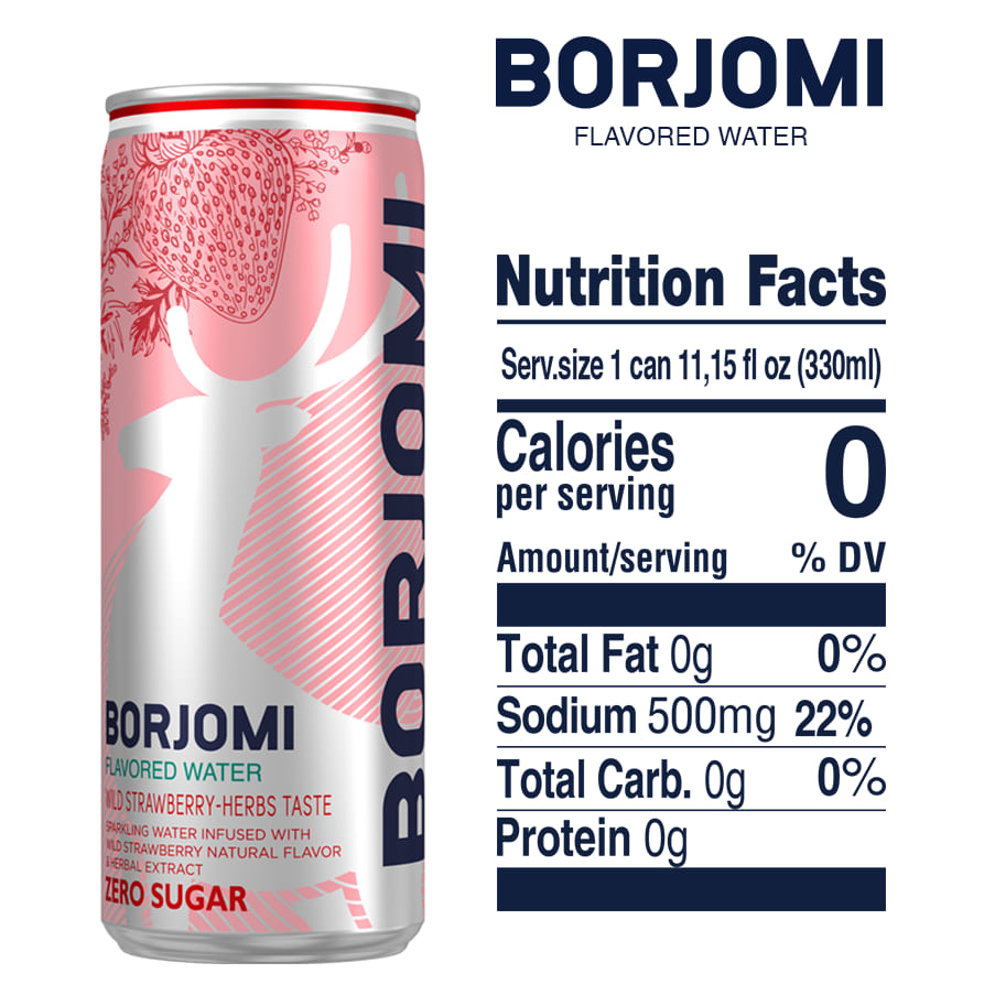 Напій безалкогольний сильногазований Borjomi Flavored water Суниця-трави з/б 0.33 л - фото 3