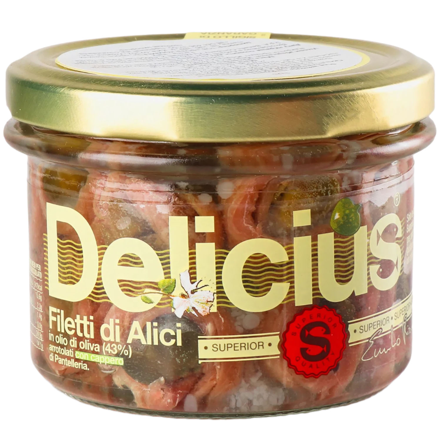Филе анчоуса Delicius закрученное с каперсами в оливковом масле 130 г - фото 1