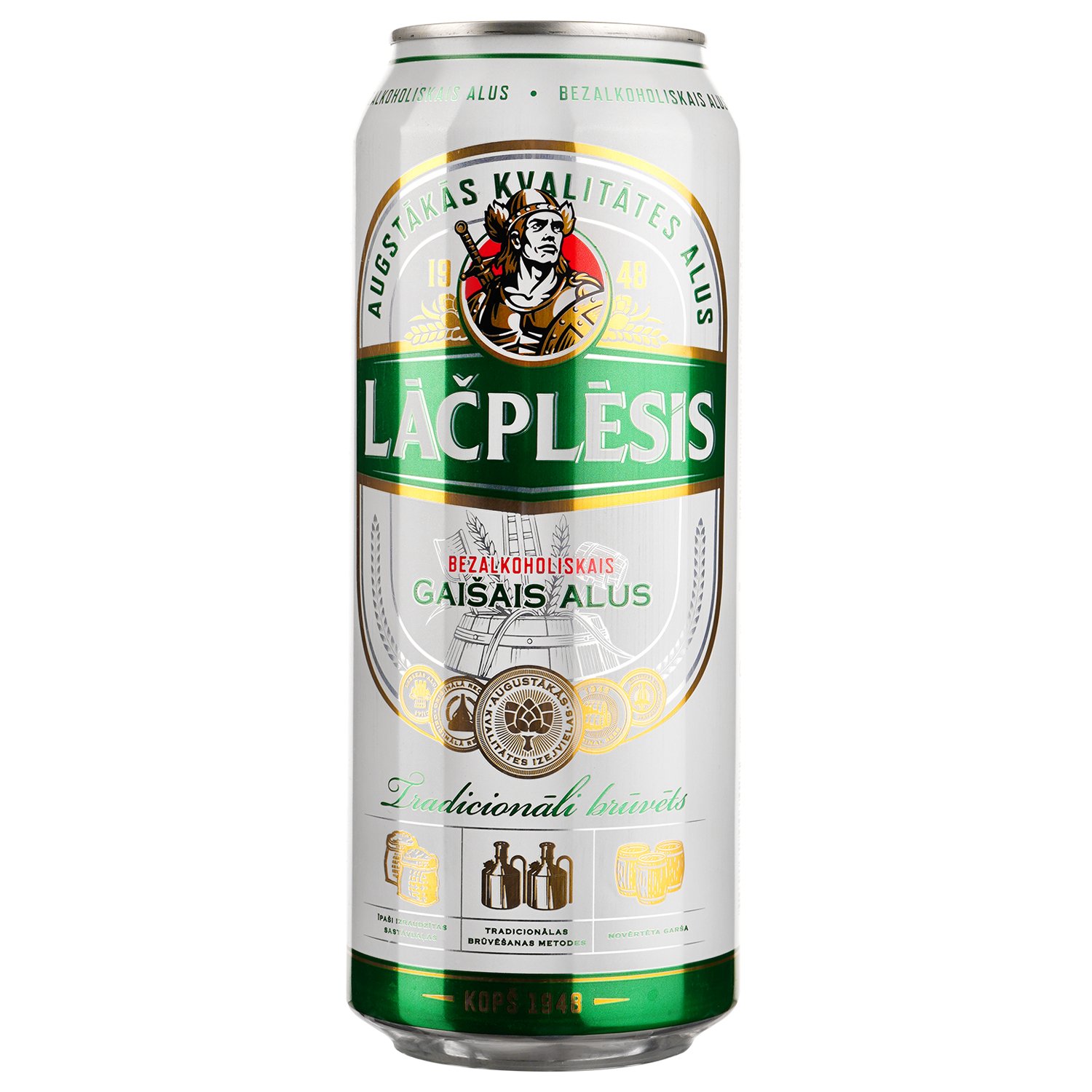 Пиво безалкогольне Lacplesis, світле, 0,5%, з/б, 0,5 л - фото 1
