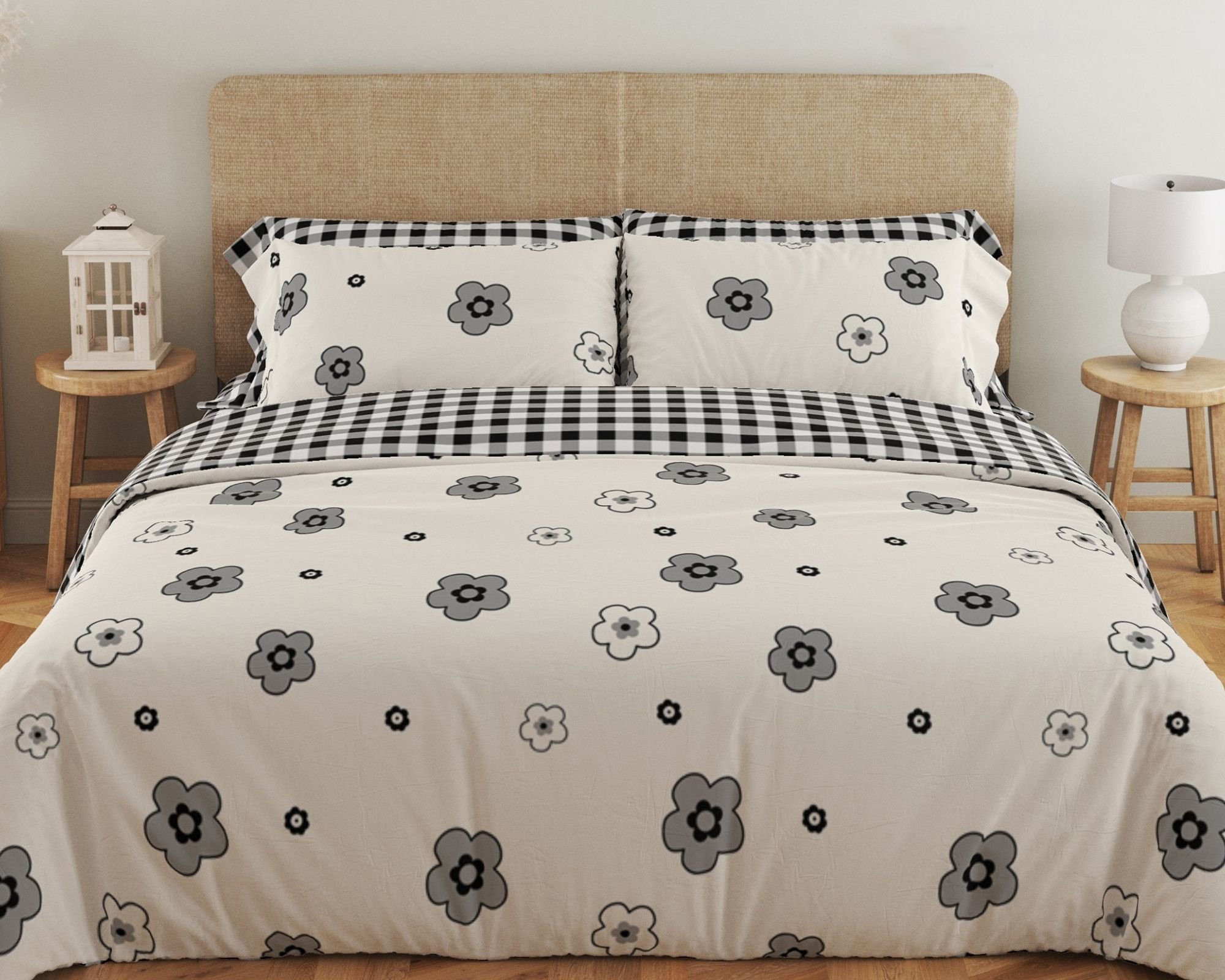 Комплект постельного белья ТЕП Soft dreams Miracle семейный темно-серый с белым (2-03860_26048) - фото 1
