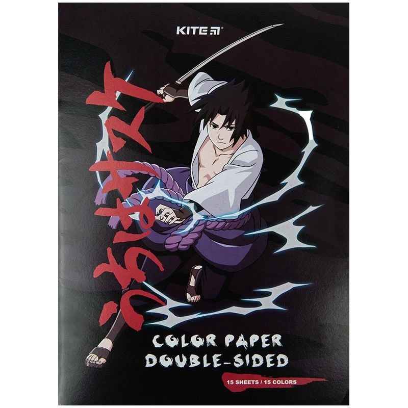 Бумага цветная двухсторонняя Kite Naruto А4 15 листов 15 цветов (NR23-250) - фото 1