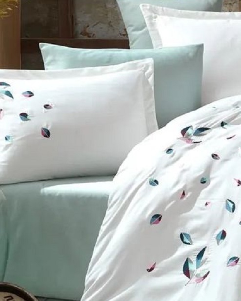 Комплект постельного белья Dantela Vita Melodi сатин с вышивкой евро (svt-2000022294898) - фото 5